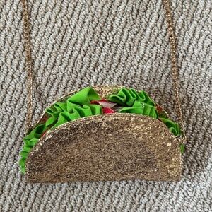 Gently Used CAPELLI NEW YORK Taco Purse Gold Handbag Glitter Crossbody